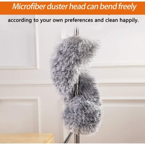 Plumeau Poussière, Plumeau Microfibre avec Poignée en Acier Inoxydable, Plumeau Extensible de 30 à 100 "pour Nettoyer Les Ventilateurs de Plafond, Les Stores, Les plinthes, Les Voitures
