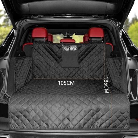 Housse Protection Coffre Voiture pour Chiens avec Protection Latérale, Imperméable et Antidérapant Couverture Protection de Coffre pour Universelle Voiture et SUV Facile à Nettoyer Noir 185×105 cm