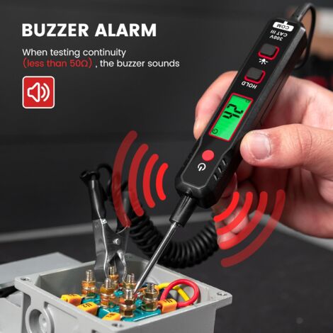 Testeur de circuits intelligent, testeur de tension 0,8V-100V DC avec rétroéclairage, lampe de test numérique avec lampe de poche, Stylo testeur de tension pour voiture et camion
