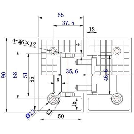 Lot de 2 charnières de porte de douche en verre vers support en verre, ouverture et fermeture à 180 degrés, serrage en acier inoxydable 304, convient pour vitrine en verre de 6-12mm