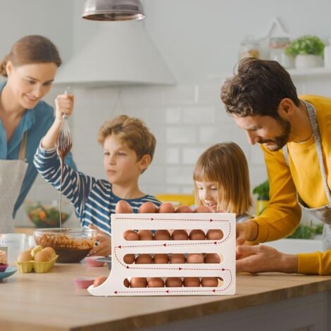 Distributeur d'œufs pour Réfrigérateur, Rangement Oeufs Frigo, Rouler Automatiquement La Boîte à Œufs à 4 Niveaux, Rangement Frigo, Distributeur Oeufs, Peut Contenir 30 œufs (blanc)