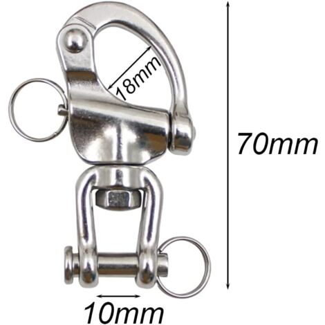 Mousqueton Drisse Avec émerillon - Longueur 70mm - Inox 316 A4 - Lot De 2 - Neuf - Fabriqué En France