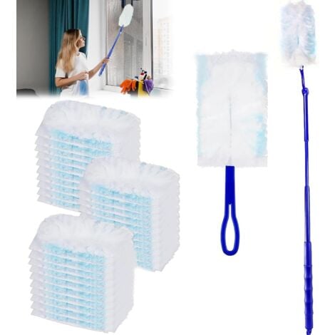 52 Pièces Recharges Compatible avec Swiffer Plumeau Poussiere, Plumeau Poussière avec 1 Poignée, 1 Telescopique Compatible avec Swiffer Recharge Kit, Recharges pour Plumeau Retient la Poussière