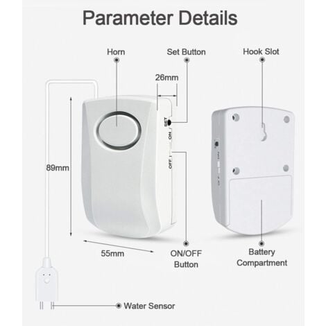 RANRAO Pour Tuya Smart WLAN Détecteur D'eau Alarme D'eau Moniteur D'eau, Capteur D'eau Avec Volume 100dB Pour Cuisine, Salle De Bain Et Sous-Sol Pour La Sécurité à Domicile