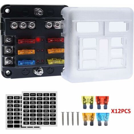 Bloc-fusibles étanche 4 × 6 voies, avec indicateur LED 12 circuits avec boîte à fusibles marine négative