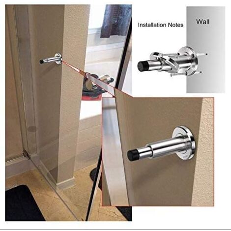 Acier inoxydable 304 Réglable Extra-long arrêt de Porte en caoutchouc Protection Poignee Porte butoir de porte mural butée de porte murale