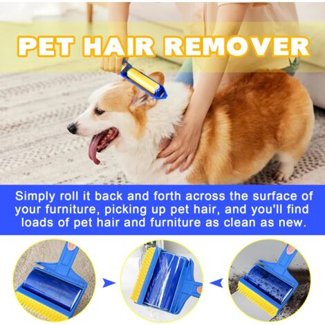 Brosse Anti Poils Animaux Chat Chien, Rouleau pour Poils Animaux, Brosse Ramasse Enlève Poils de Voyage pour Les Poils d'animaux de Compagnie, vêtements, Voitures