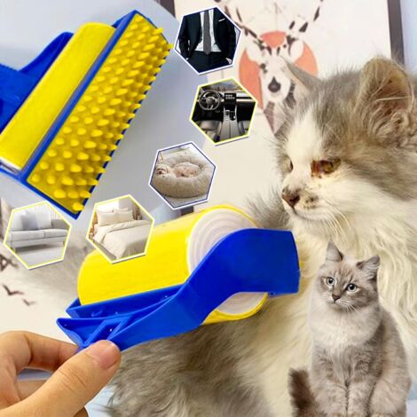 Brosse Anti Poils Animaux Chat Chien, Rouleau pour Poils Animaux, Brosse Ramasse Enlève Poils de Voyage pour Les Poils d'animaux de Compagnie, vêtements, Voitures
