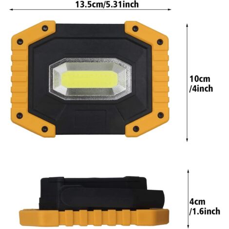 2 pack Projecteur LED Rechargeable 30W 2000LM Projecteur LED Chantier Portable 5200mAh Lampe Chantier Batterie Lumière de Travail avec 3 Modes & USB pour Camping, Chantier, Garage, Atelier