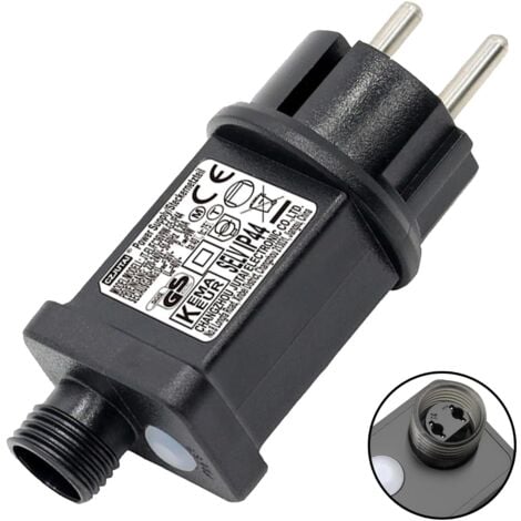 Clignoteur pour Guirlande lumineuse 31V 6W Prise Clignotante, 9 Modes Avec Fonction Minuterie, Étanche IP44 Transformateur LED pour Eclairage de jardin, Rideau Lumineux