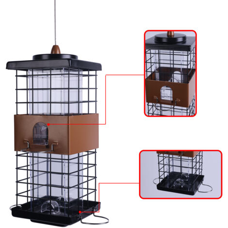 Mangeoire à oiseaux anti-écureuils, mangeoires à oiseaux en métal pour l'extérieur, attirant les pinsons, les cardinaux, les mésanges et autres oiseaux sauvages, cadeaux d'anniversaire pour les amoure