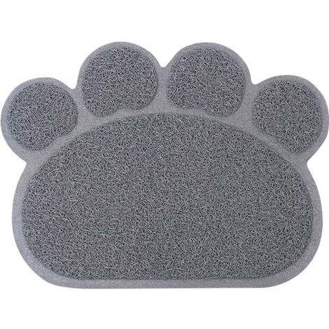 Tapis Litière Pour Chats, Haute Qualité Bac À Litière Pour Chats Grande, Matériel de Pvc, Forme de Patte de Chat Mignon, Imperméable et Durable, Facile À Nettoyer, Antidérapant, Gris, 40 cm × 30 cm