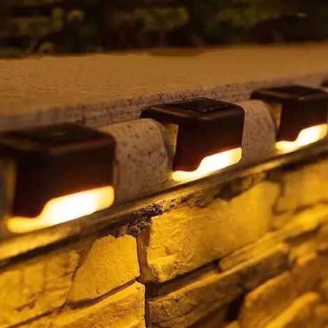 Lot de 16 lampes solaires de terrasse, lampes solaires pour clôture, extérieur, lampes LED étanches à énergie solaire pour escaliers, marche, balustrade, mur, cour, patio, jardin