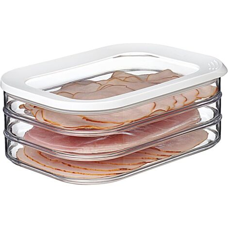 Boîte à charcuterie 3 étages – Blanc – boîte de rangement frigo pour charcuterie - trois boîtes de conservation séparées – passe au lave-vaisselle