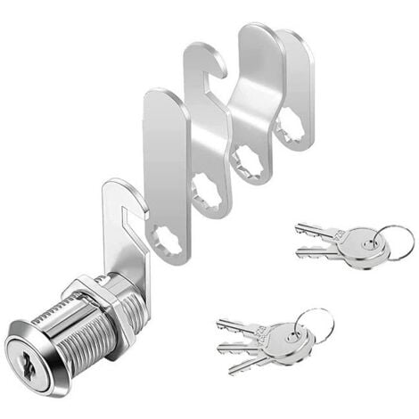 Serrure de boîte aux lettres 16 mm avec 5 clés - Livré avec 5 plaques de verrouillage différentes, serrure à levier pour boîtes aux lettres, portes d'armoire