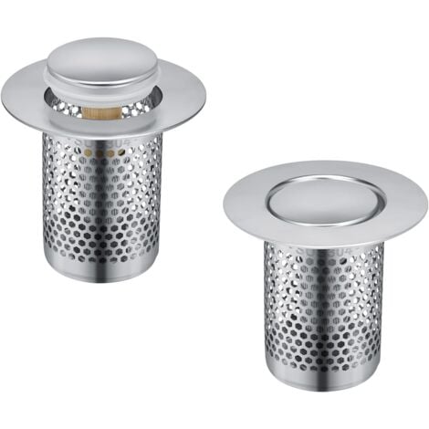 2 Pièces Filtre à Evier en Acier Inoxydable Cuisine, 33 × 51.3 mm Grille Douche, Bonde Evier Pop-Up en Noyau en Laiton, pour Cuisine, Salle de Bain, Baignoire