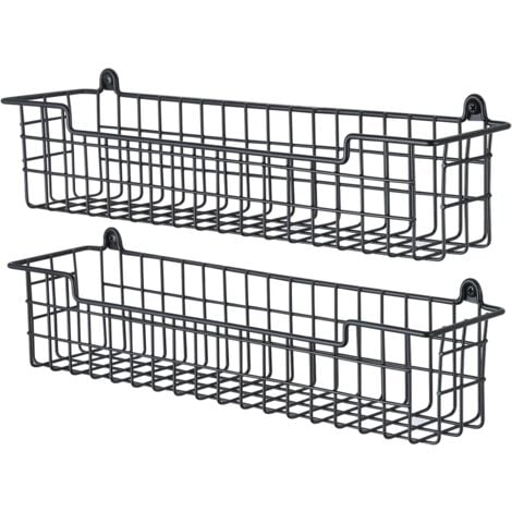Étagère à épices murale, étagère de rangement pour porte d'armoire, lot de 2 étagères à épices murales permettant de gagner de la place pour la cuisine, noir