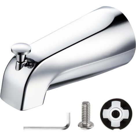 1 bec de baignoire à enfiler avec inverseur, robinet de baignoire de salle de bain, convient aux tubes d'eau en cuivre de 1/2" (diamètre de 5/8"), chrome poli, clé hexagonale de 5/32"