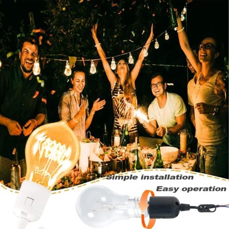 11Pcs douille E27 blanc, E27 rénovation Douille, 250V 4A douille de lampe avec câble, Douille de Chantier, convertisseur Baïonnette pour Ampoules LED et Ampoules Halogènes.