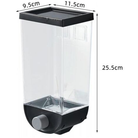 Distributeur d'aliments secs mural, grande capacité et transparent, commande par bouton pour le stockage des céréales, distributeur de céréales pour la cuisine(1,5 L)