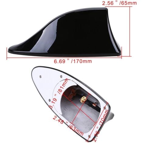 Antenne de Voiture Universelle en Forme d'aileron de Requin - Antenne Radio FM/AM avec Base adhésive étanche pour Auto SUV Camion Van (Noir)