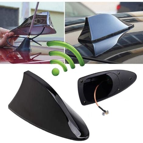 Antenne de Voiture Universelle en Forme d'aileron de Requin - Antenne Radio FM/AM avec Base adhésive étanche pour Auto SUV Camion Van (Noir)