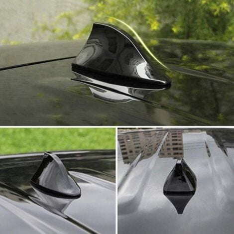 Antenne de Voiture Universelle en Forme d'aileron de Requin - Antenne Radio FM/AM avec Base adhésive étanche pour Auto SUV Camion Van (Noir)