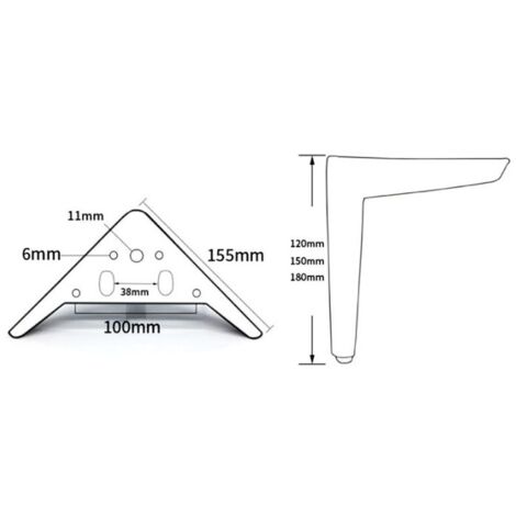 Pieds de meubles Lot de 4 Pieds de D'or Meubles Triangulaires,Processus de Polissage de GalvaNoëlastie,pour Armoire,Canapé,Table Basse,Meuble TV et Autres Meubles (18cm )
