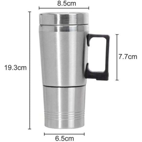 Bouilloire Tasse Chauffante pour Voiture Portable, 12V 300ml Bouilloire de Voyage Électrique dans la Voiture, Stainless Steel Car Heated Mug Idéale pour les Longs Voyages pour Chauffer l'eau, Café, La