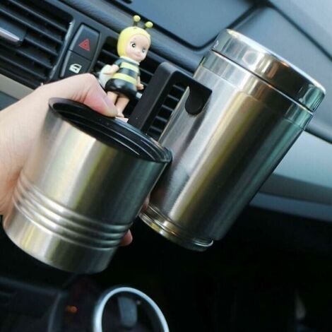 Bouilloire Tasse Chauffante pour Voiture Portable, 12V 300ml Bouilloire de Voyage Électrique dans la Voiture, Stainless Steel Car Heated Mug Idéale pour les Longs Voyages pour Chauffer l'eau, Café, La