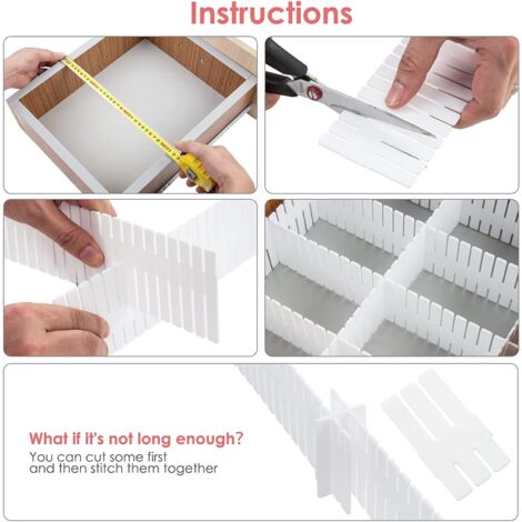 Organisateur Tiroir BUYGOO - Lot De 40 Séparateurs Réglables En Plastique, 40.5x5cm - Pour Chaussettes, Cosmétiques, Bureau