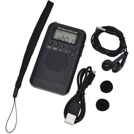 Radio Portable Mini Radio de Poche avec Haut-Parleur FM/AM Numérique Stéréo DSP Récepteur avec Réveil et Minuterie pour Maison et l'extérieur Marche Radio Personnel avec Ecouteurs（100x60x15mm）