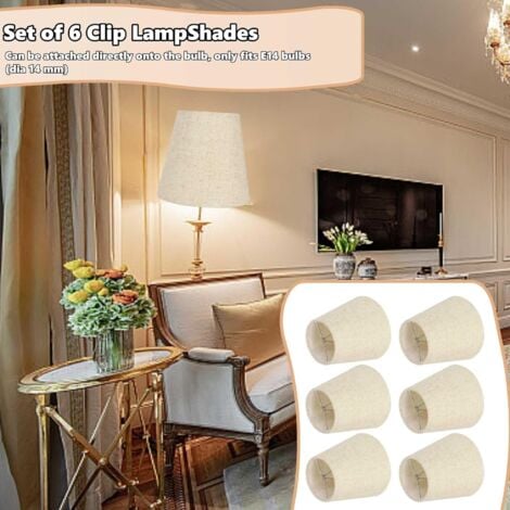 6 Pièces Abat-Jour pour Lampes de Table Lampe, abat jour clip, abat jour ,Remplacement Abat Jour en Lin Petits Abat Jour avec Clip pour Table de Chevet, Applique Murale en Cristal, Lustre de Bougeoir