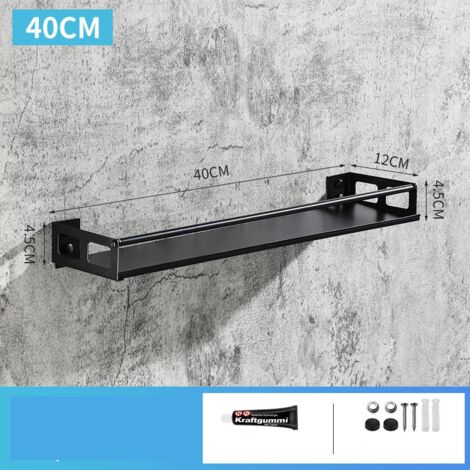 Acier inoxydable Porte Ustensiles Cuisine avec 8 Crochets, Adhésif/Perçage 2 Façons D'installer Support Rangement Ustensiles Cuisine,40cm Mural Ustensiles Cuisine Organiseur Rack, Noir