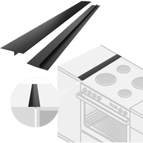 Joint plan de travail cuisine, 2 bandes de 63 cm de long, baguette finition plan de travail cuisine,pour l'étanchéité entre les cuisinières, les fours, les machines à laver (noir)