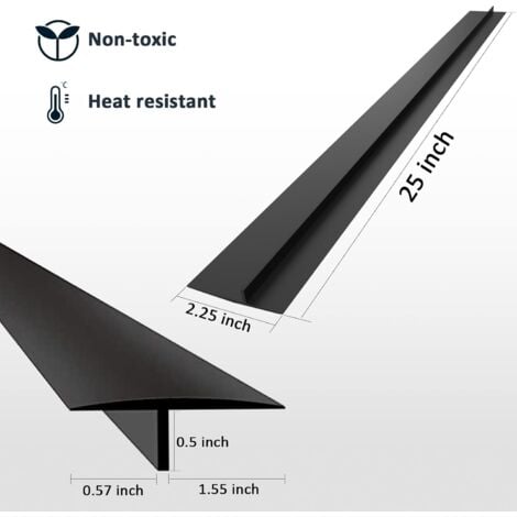 Joint plan de travail cuisine, 2 bandes de 63 cm de long, baguette finition plan de travail cuisine,pour l'étanchéité entre les cuisinières, les fours, les machines à laver (noir)