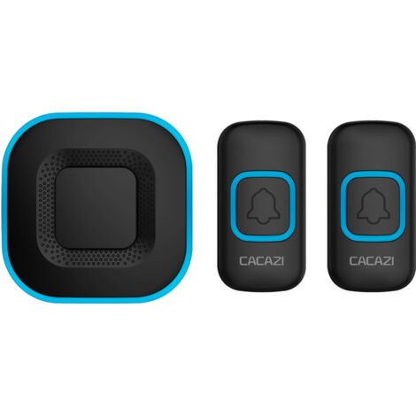 Sonnette sans Fil, Kit De Carillon De Porte sans Fil Étanche, Portée De 1000 Pieds, 38 Mélodies, 4 Niveaux De Volume avec Flash LED, 2 Boutons Poussoirs 1 Récepteur,Noir