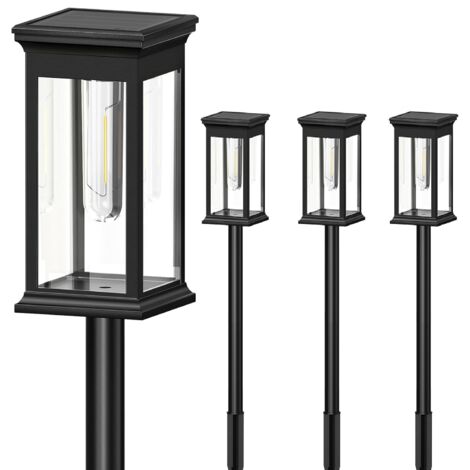 Lampes solaires pour jardin extérieur, 4 solaires de jardin,lampes solaires de jardin à marche/arrêt automatique,décoration de jardin solaire étanche IP65 blanc chaud pour pelouse,patio,cour