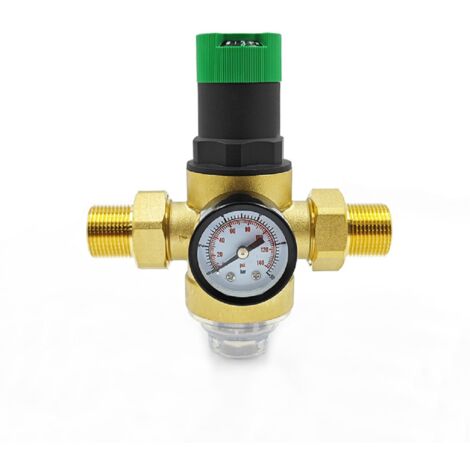 3/4 Pouce Reducteur de Pression Eau, Reducteur de Pression Avec Manometre Pression Eau Et Filtre à Mailles, RéDucteur de Pression D'Eau En pour Robinets D'Irrigation de Jardin de Chauffage au Gaz