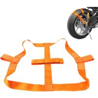 Sangles D'Arrimage Moto Universelles X AUTOHAUX - Lot Roue Avant Arrière Nylon Noir Rouge - Transport Sécurisé