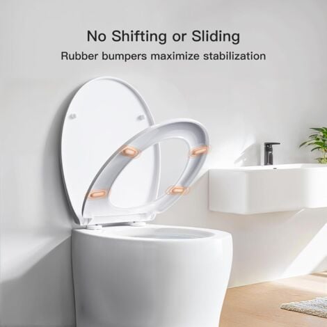 Toilettendeckel, WC Sitz mit Absenkautomatik, Quick-Release Funktion für einfach Reinigung，Toilettendeckel, langsam absenkbarer Schnellverschlussdeckel, Toilettendeckel aus PP-Platte/9012