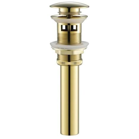 Aspasia Waschbecken-Ablauf Mit Sieb – 19-Loch Gitter, Messing Gebürstetes Gold, Mit Überlauf