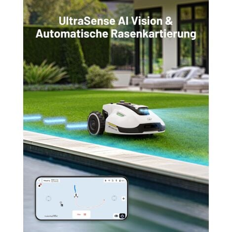 Mammotion YUKA 1000 Mähroboter ohne Begrenzungskabel, mit 4G-Modul, NetRTK+Vision, Auto-Kartierung, Empf. 1000m², Max. 1600m², 50% Steigung