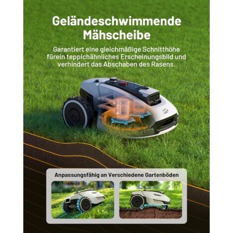 Mammotion YUKA 1000 Mähroboter ohne Begrenzungskabel, mit 4G-Modul, NetRTK+Vision, Auto-Kartierung, Empf. 1000m², Max. 1600m², 50% Steigung