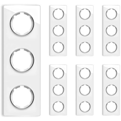Plaque de finition Garda, en verre, vertical, 3 postes (lot de 7) - blanc