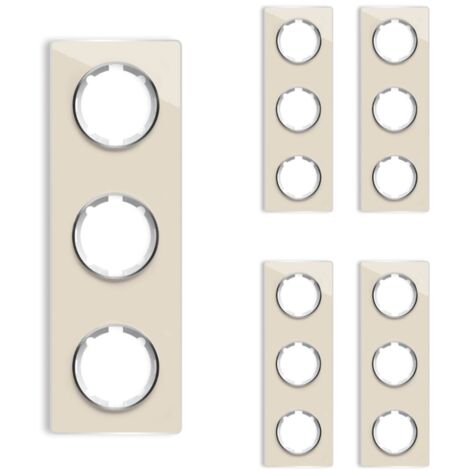 Plaque de finition en verre vertical 3 postes – Lot de 5 – Design élégant pour décoration intérieure – Convient aux mécanismes OneKeyElectro – Warm-On