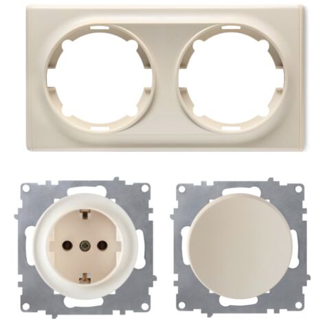 Interrupteur Double Va-et-vient + Prise 2P+T Legrand Chambord - Gris