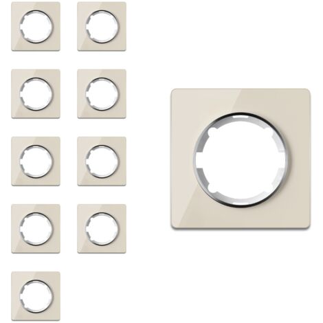 Plaque de finition Garda, en verre, 1 poste, encastré (lot de 10) - beige