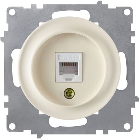Prise réseau RJ45, prise réseau 1xRJ45, CAT5e - encastrée, sans plaque de finition - beige