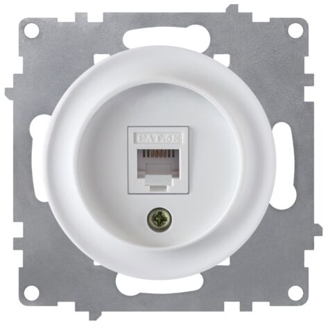 Prise réseau RJ45, prise réseau 1xRJ45, CAT5e - encastrée, sans plaque de finition - blanc